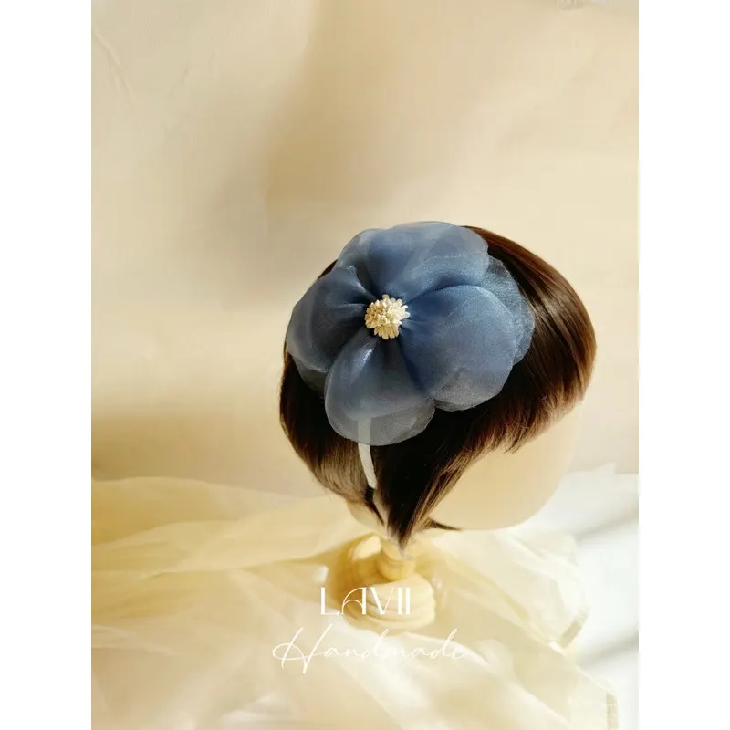 Bờm cài turban hoa voan xanh cho bé by Lavii handmade – Lavii Handmade