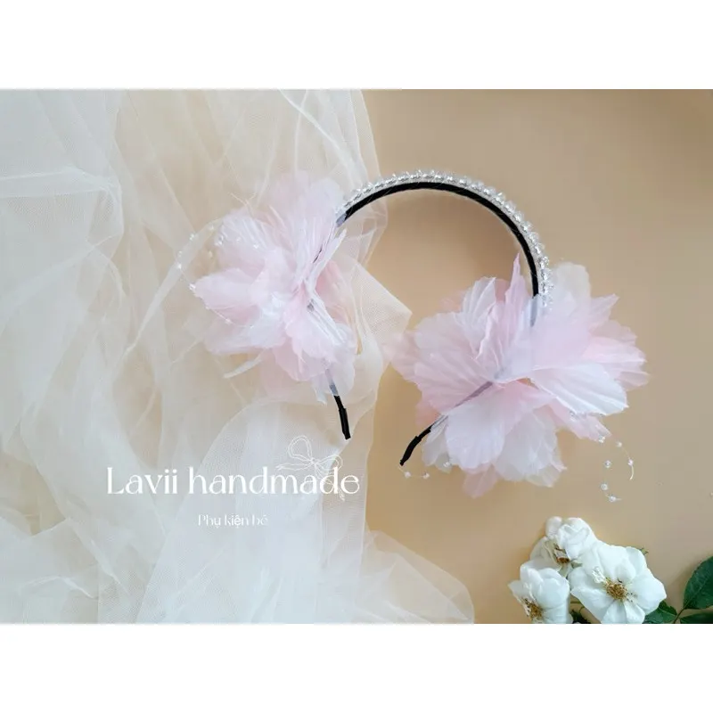 Bờm hoa voan đính pha lê lấp lánh.Lavii handmade – Lavii Handmade
