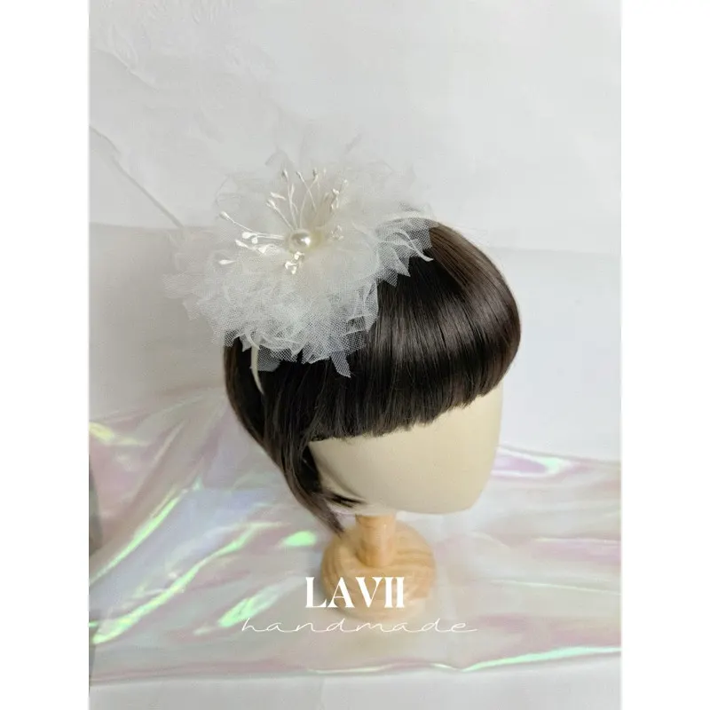 Bờm turban voan tua rua đính ngọc cho bé by Lavii Handmade – Lavii Handmade