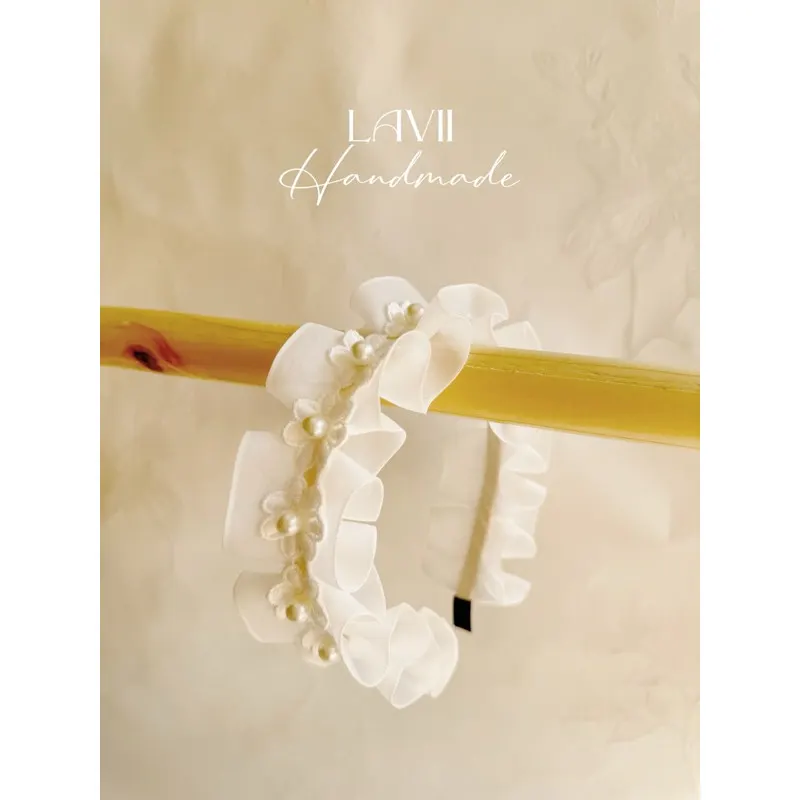Bờmcài voan bọc hoa ren trắng cho bé by Lavii – Lavii Handmade