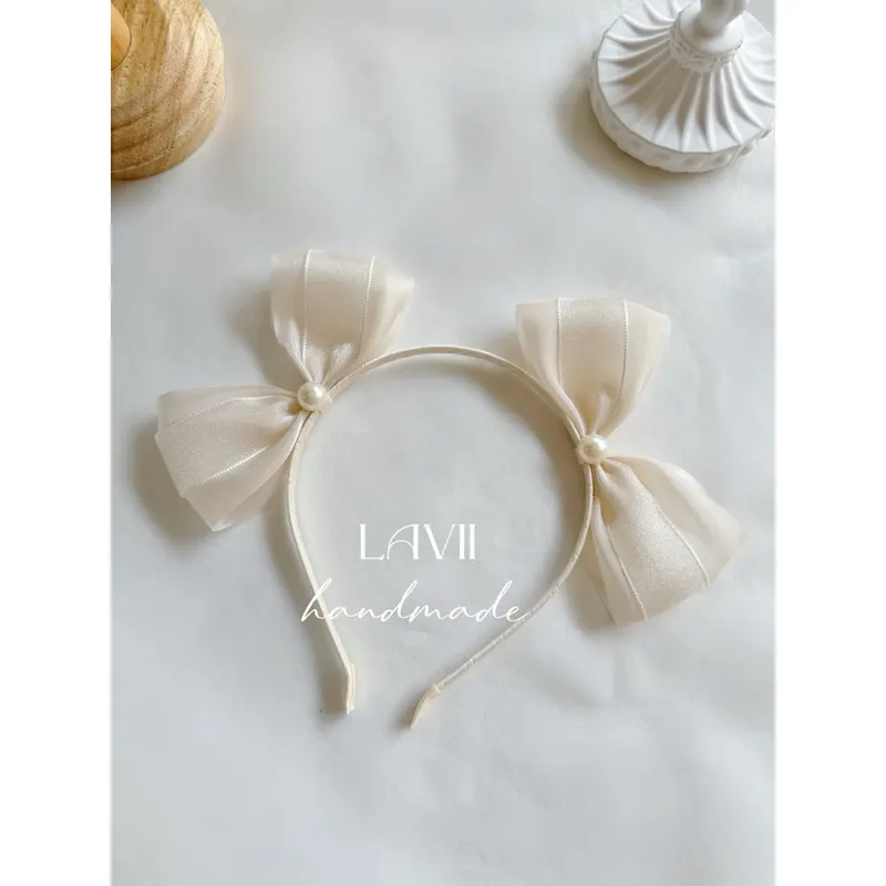 Cài, kẹp tóc nơ màu be cho bé by Lavii – Lavii Handmade