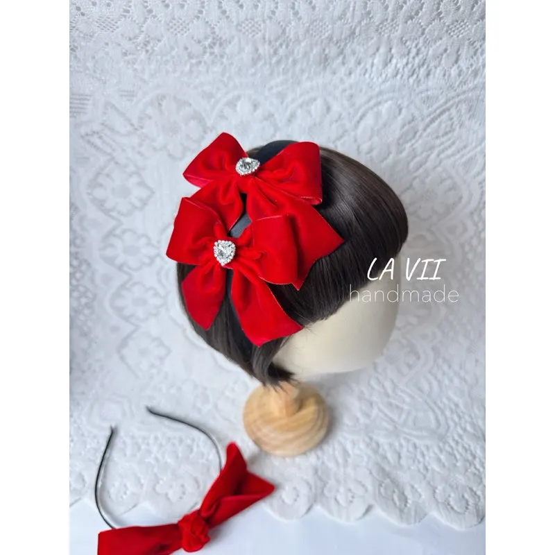 Cài tóc nơ nhung đính đá by Lavii handmade – Lavii Handmade