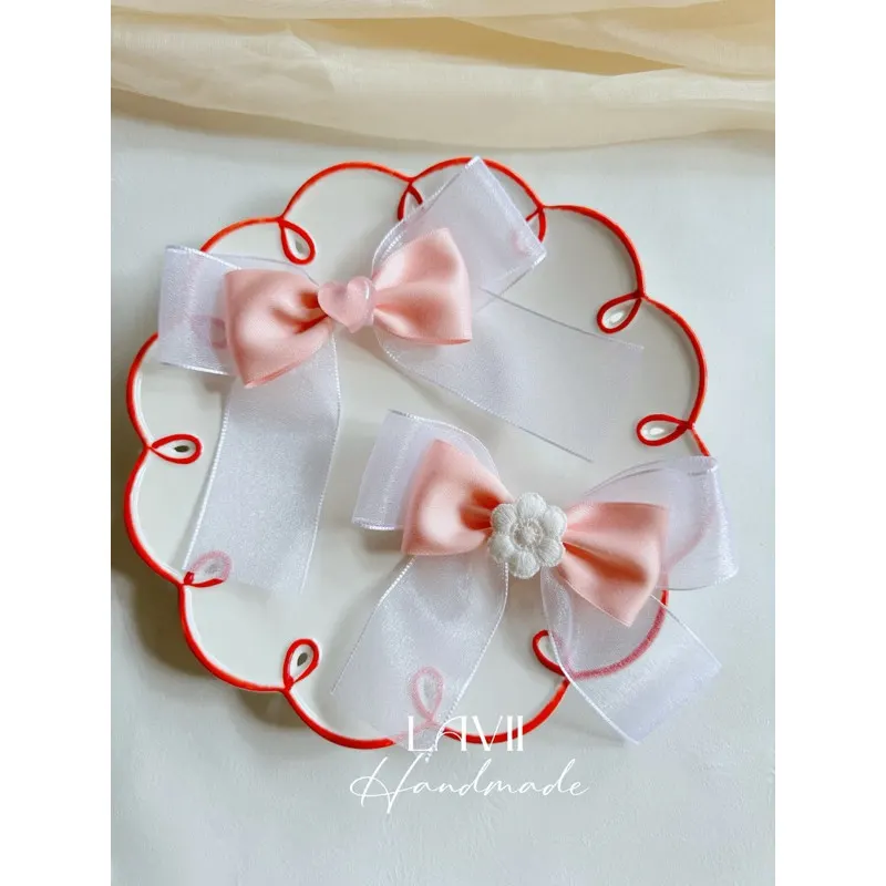Kẹp nơ hồng voan cho bé by Lavii handmade – Lavii Handmade