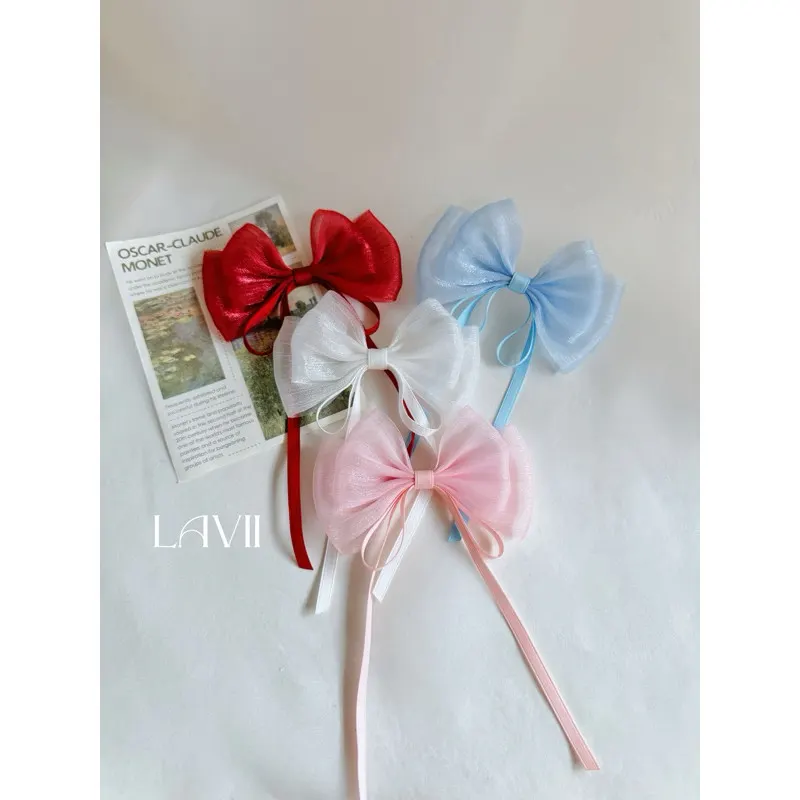 Kẹp nơ voan ánh nhũ dây dài by Lavii – Lavii Handmade