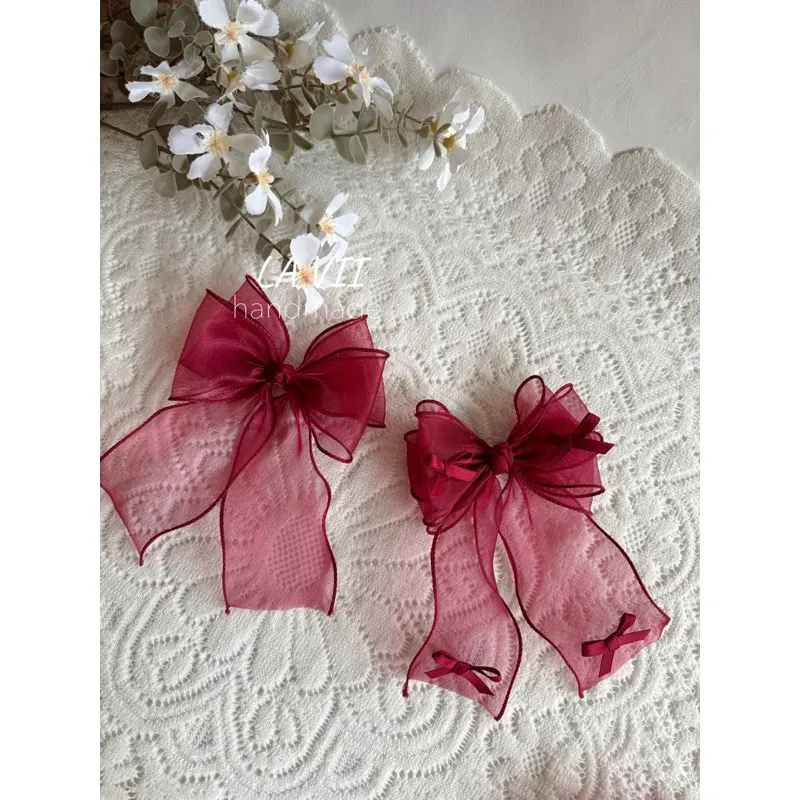 Kẹp tóc nơ đỏ đô cho bé. Lavii handmade – Lavii Handmade