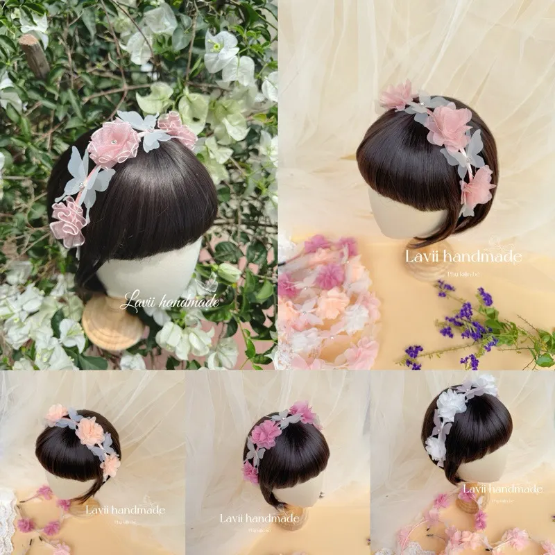 Lavii. Bờm cánh bướm hoa voan đính đá nhiều màu xinh – Lavii Handmade