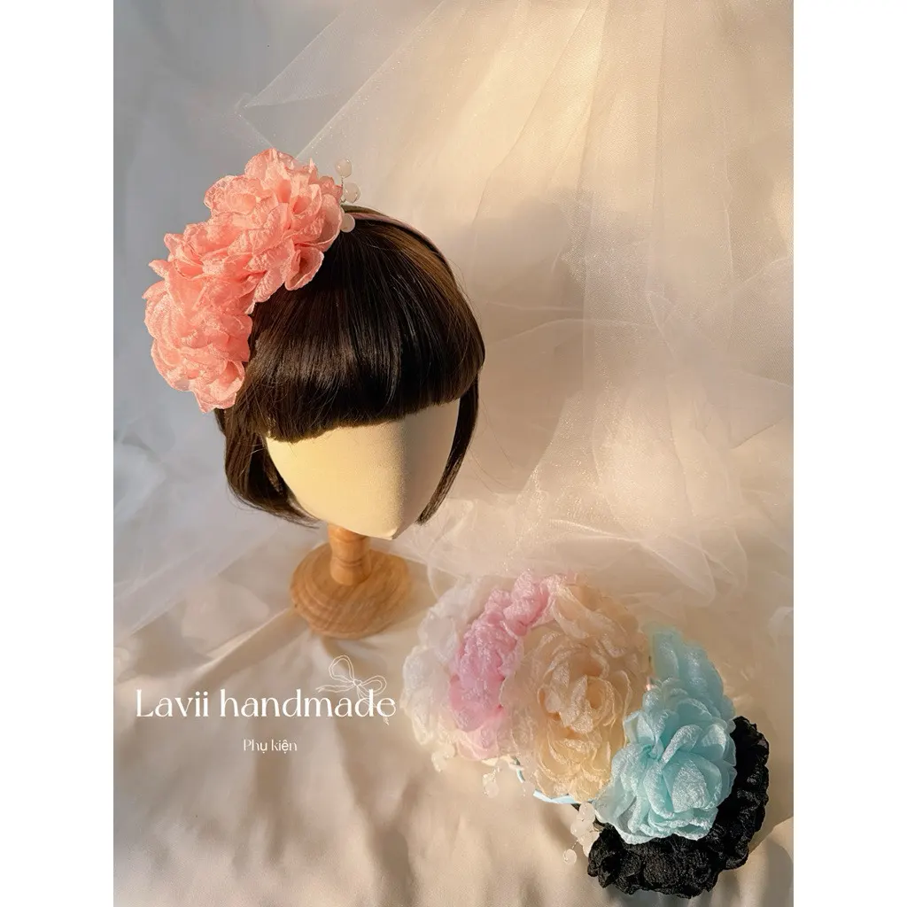 Lavii. Bờm hoa voan to nhiều màu kết ngọc – Lavii Handmade