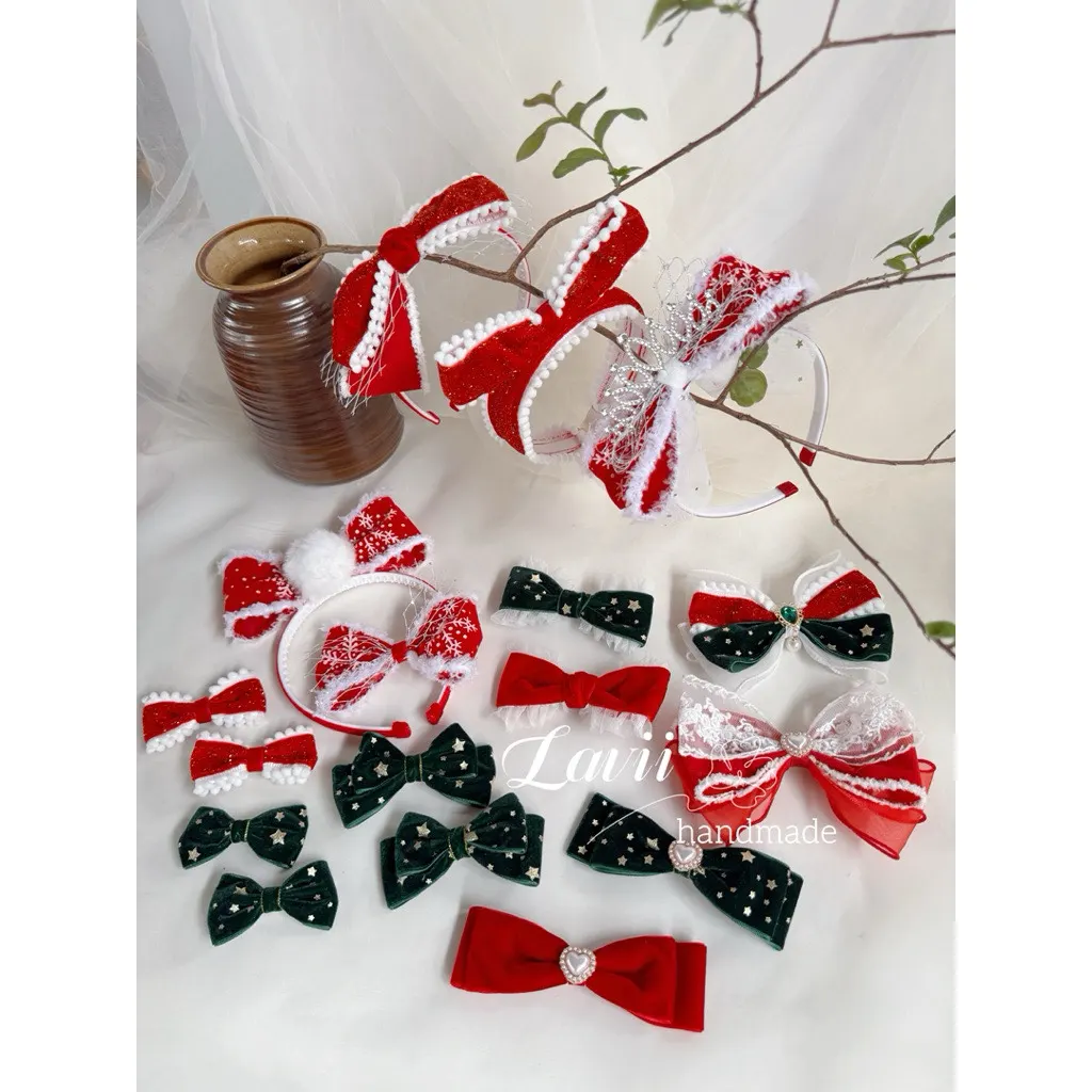 Lavii. Bờm nơ đỏ mùa lễ Tết, noel – Lavii Handmade