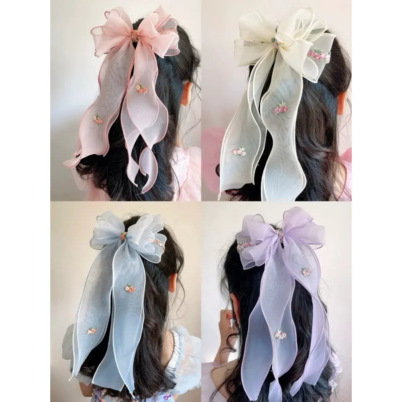 Lavii. Kẹp tóc bấm nơ to dài siêu yêu, bồng bềnh – Lavii Handmade