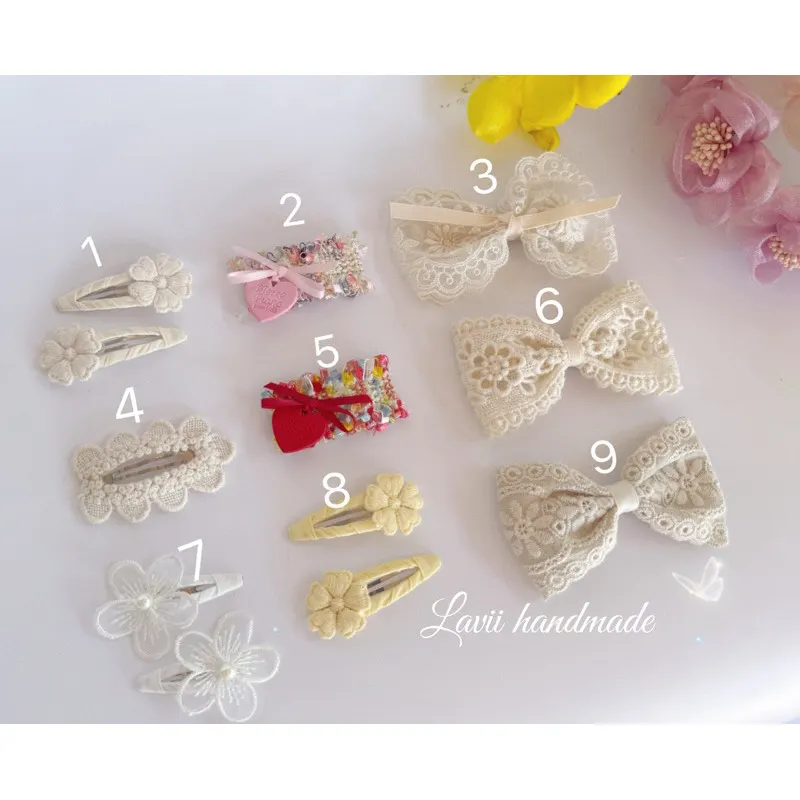 Lavii. Kẹp tóc nơ hoa nhiều mẫu nhập Hàn – Lavii Handmade