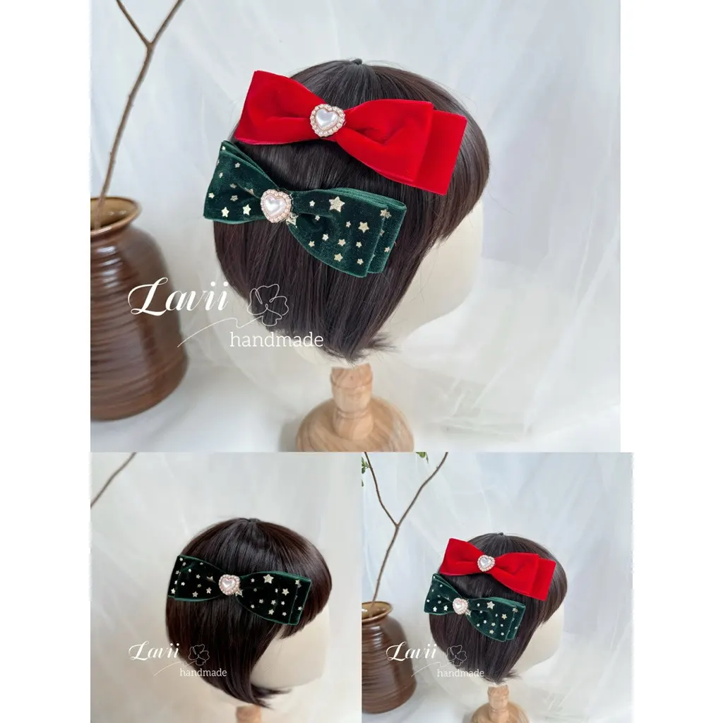 Lavii. Kẹp tóc nơ nhung đính tim – Lavii Handmade