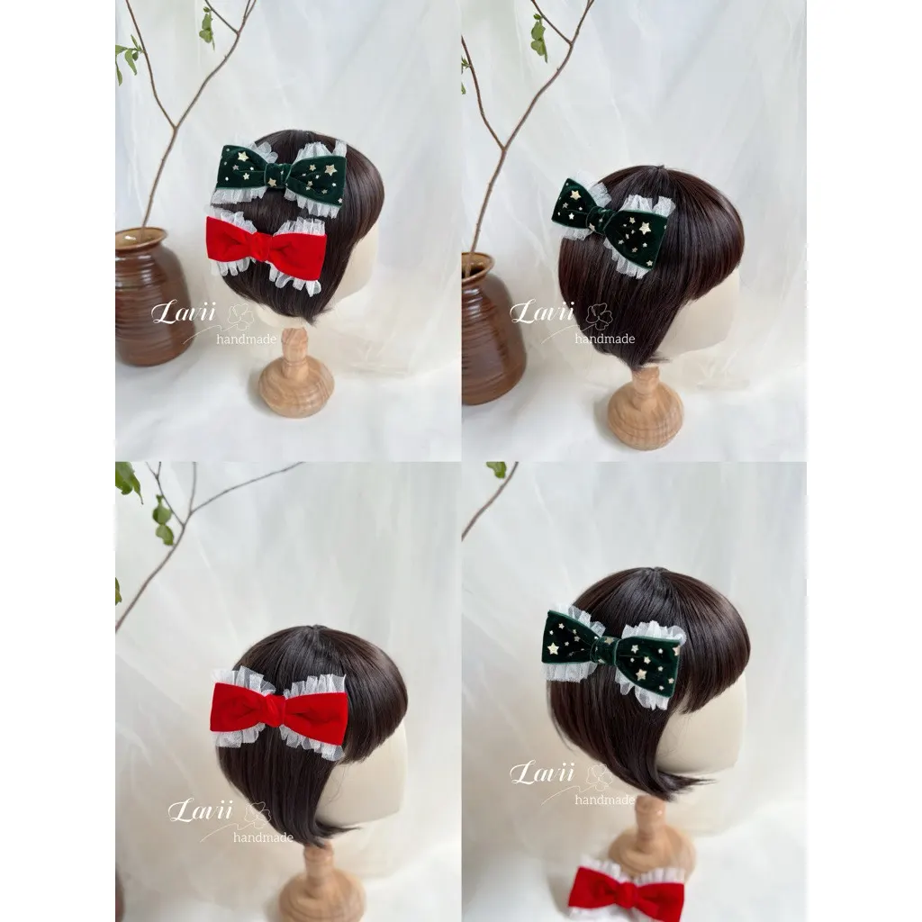 Lavii. Kẹp tóc nơ ren 2 màu – Lavii Handmade