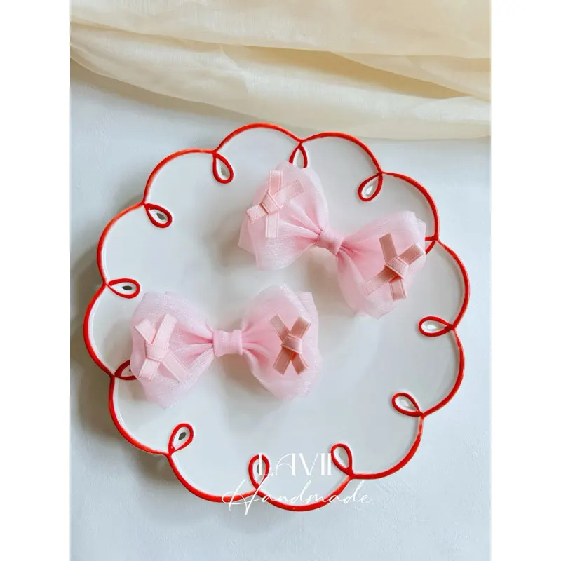 Set kẹp nơ hồng 2 chiếc by Lavii handmade – Lavii Handmade