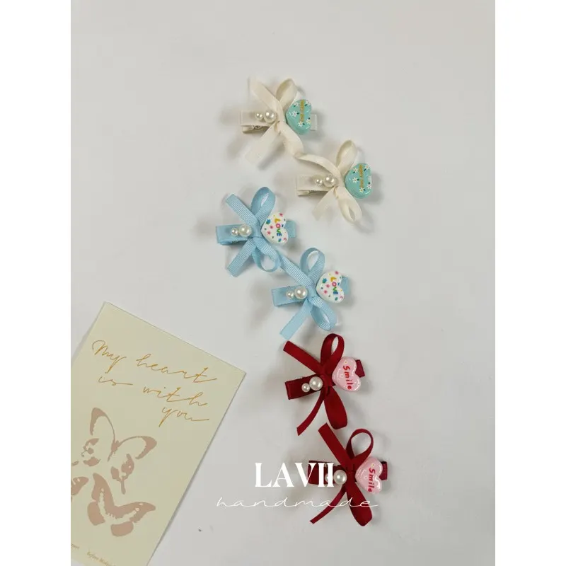 Set Kẹp nơ đính tim nhiều màu by Lavii Handmade – Lavii Handmade