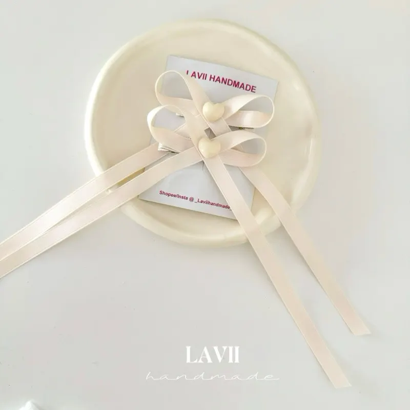 Set nơ đính tim dây dài cho bé by Lavii Handmade – Lavii Handmade
