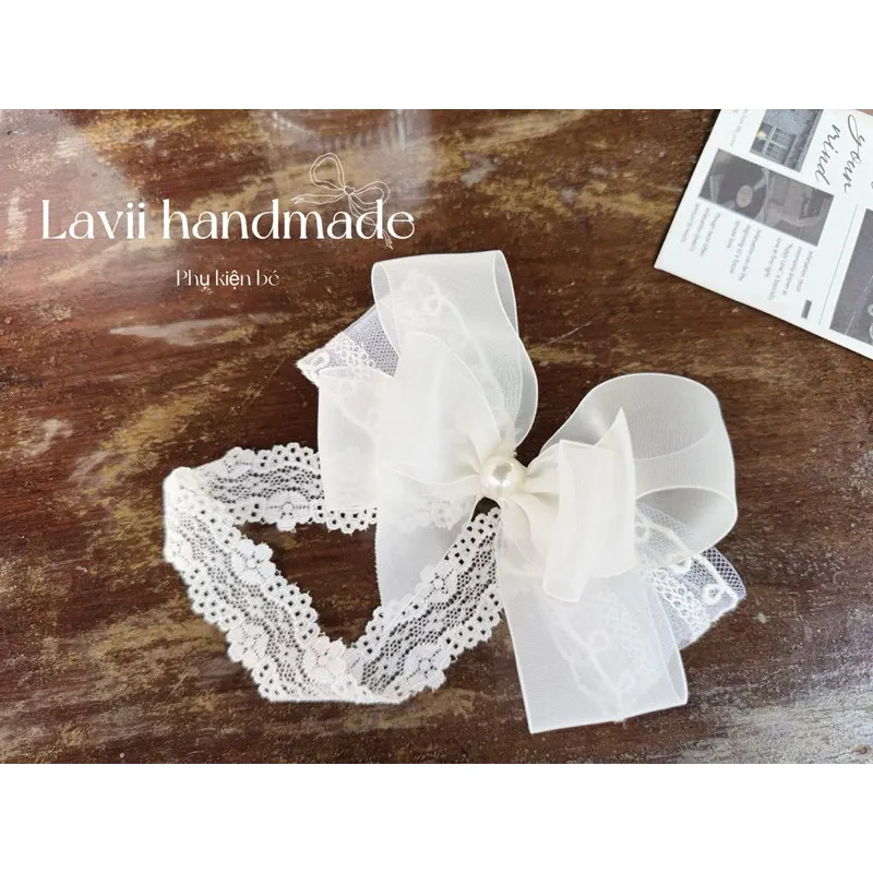Turban voan trắng xinh cho bé.Lavii handmade – Lavii Handmade